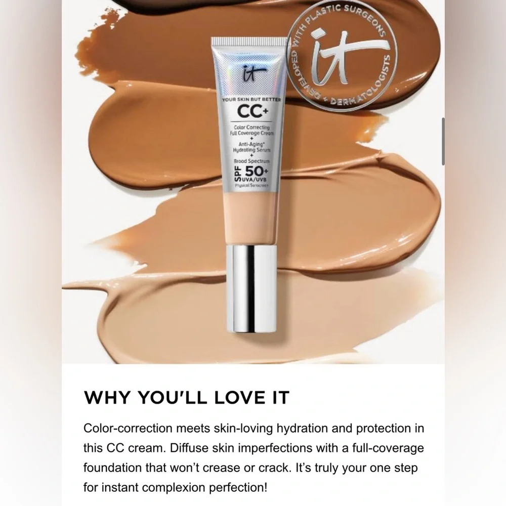 IT Cosmetics CC+ Cream Full-Coverage Foundation With SPF 50+ - Color: Tan -NEW!
